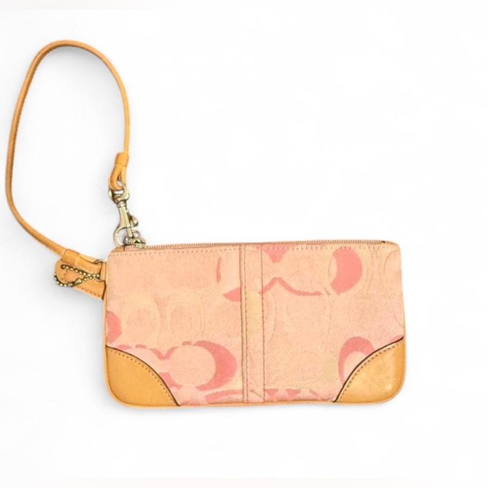 Coach Peach and Tan Wristlet